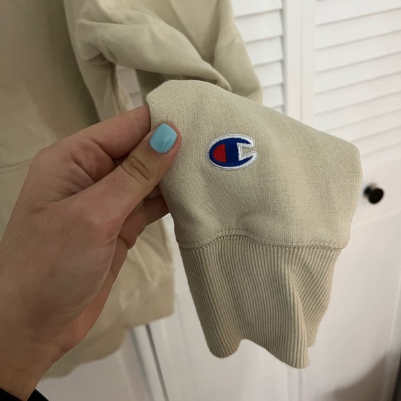 Men’s Champion Classic Fleece Hoodie in Tan - Picture 4 of 5